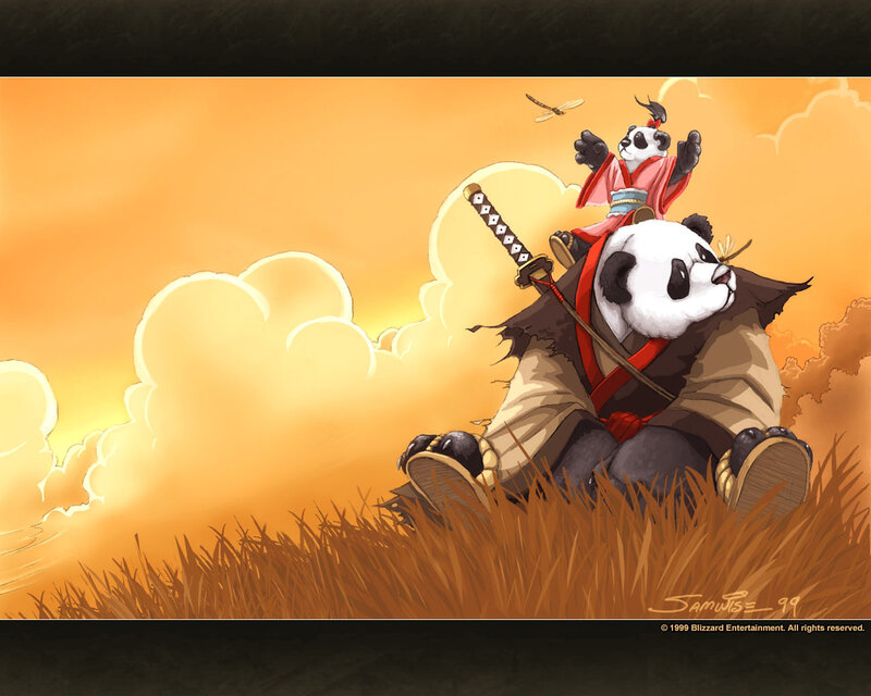 Panda ninjas in sunset