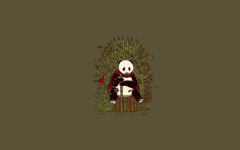 panda on a bamboo throne