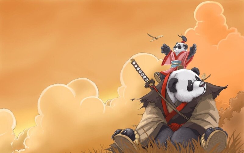 Panda Samurai Warriors — Orange, Dramatic