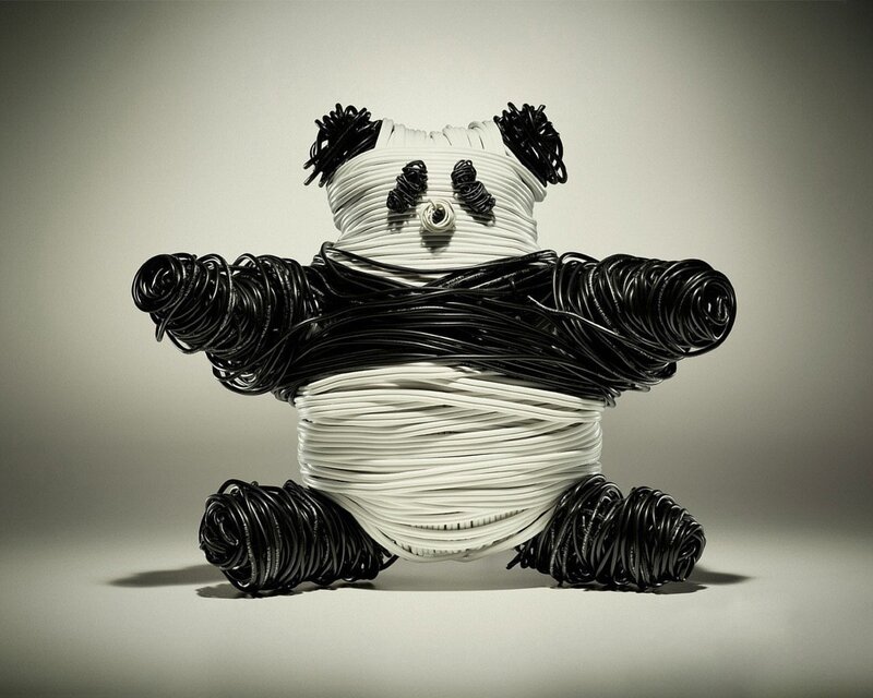 Panda sculpture from wires