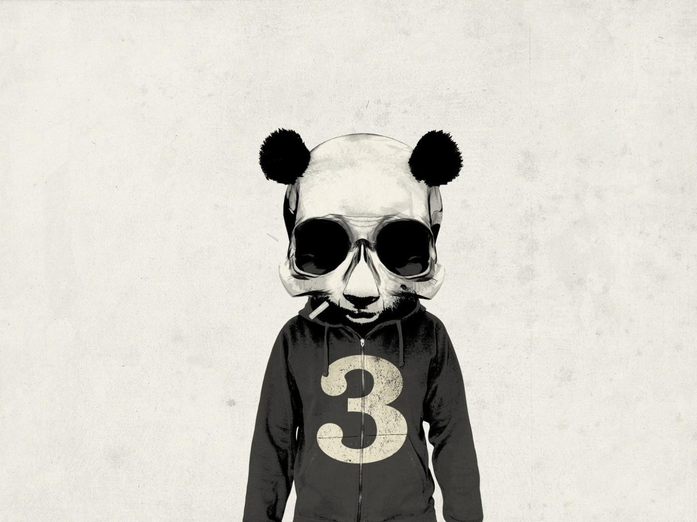 panda skull with hoodie