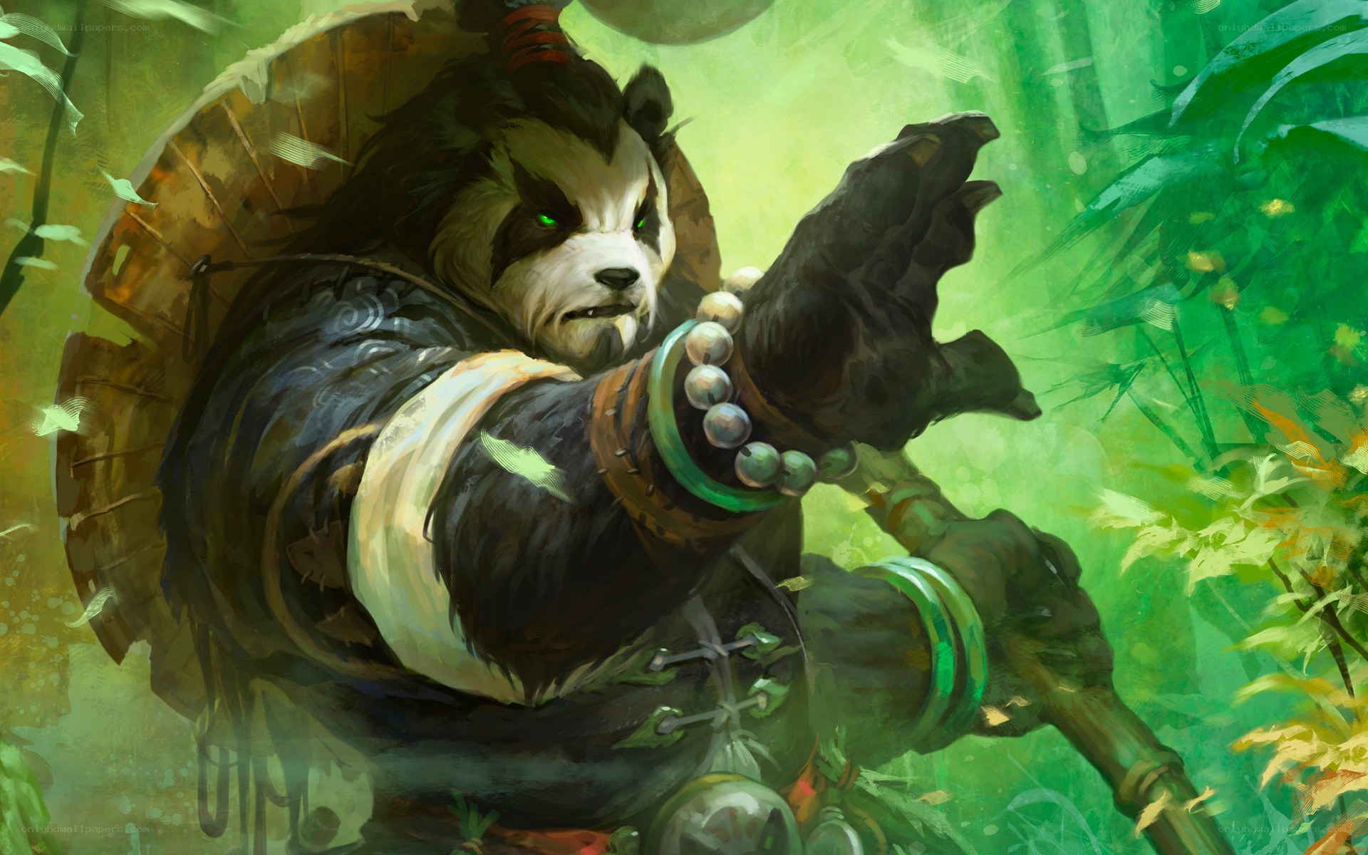 panda warrior in bamboo forest