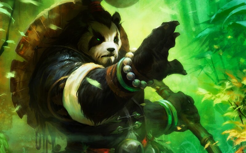 Panda Warrior in Forest — Green, Dramatic, Digital Art, Bamboo