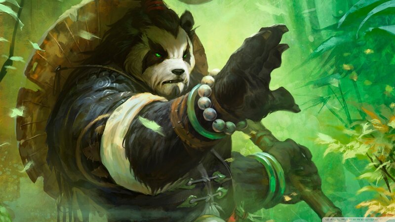 Panda Warrior in Forest — Green, Dramatic