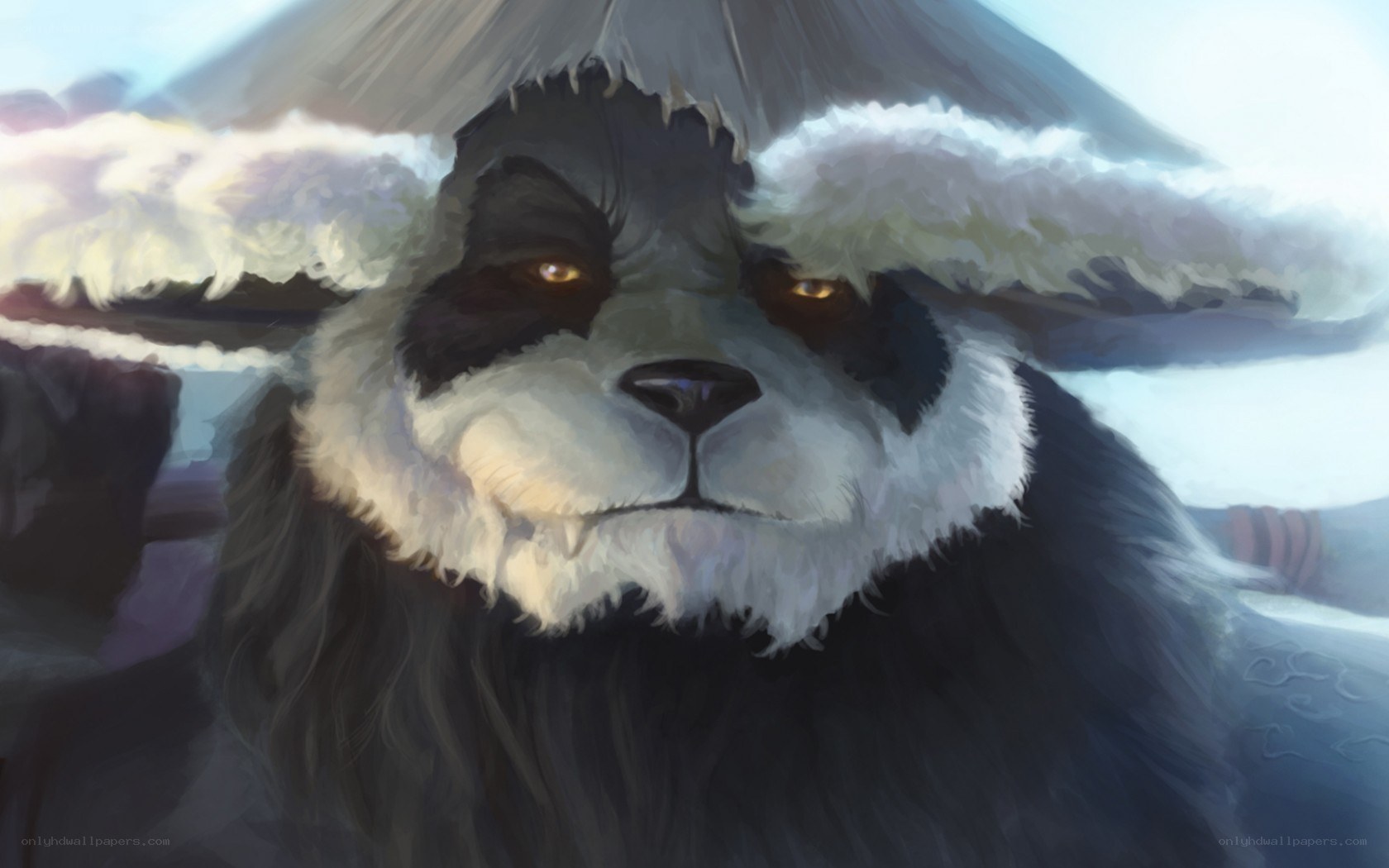 panda warrior in snowy landscape