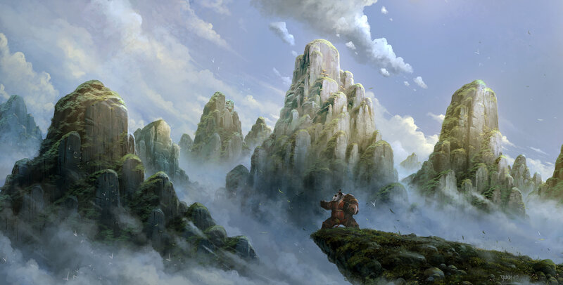 Panda Warrior on Cliff