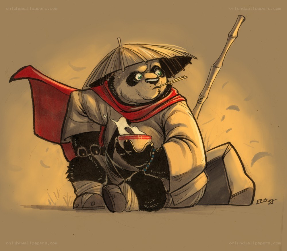 Panda warrior with bowl