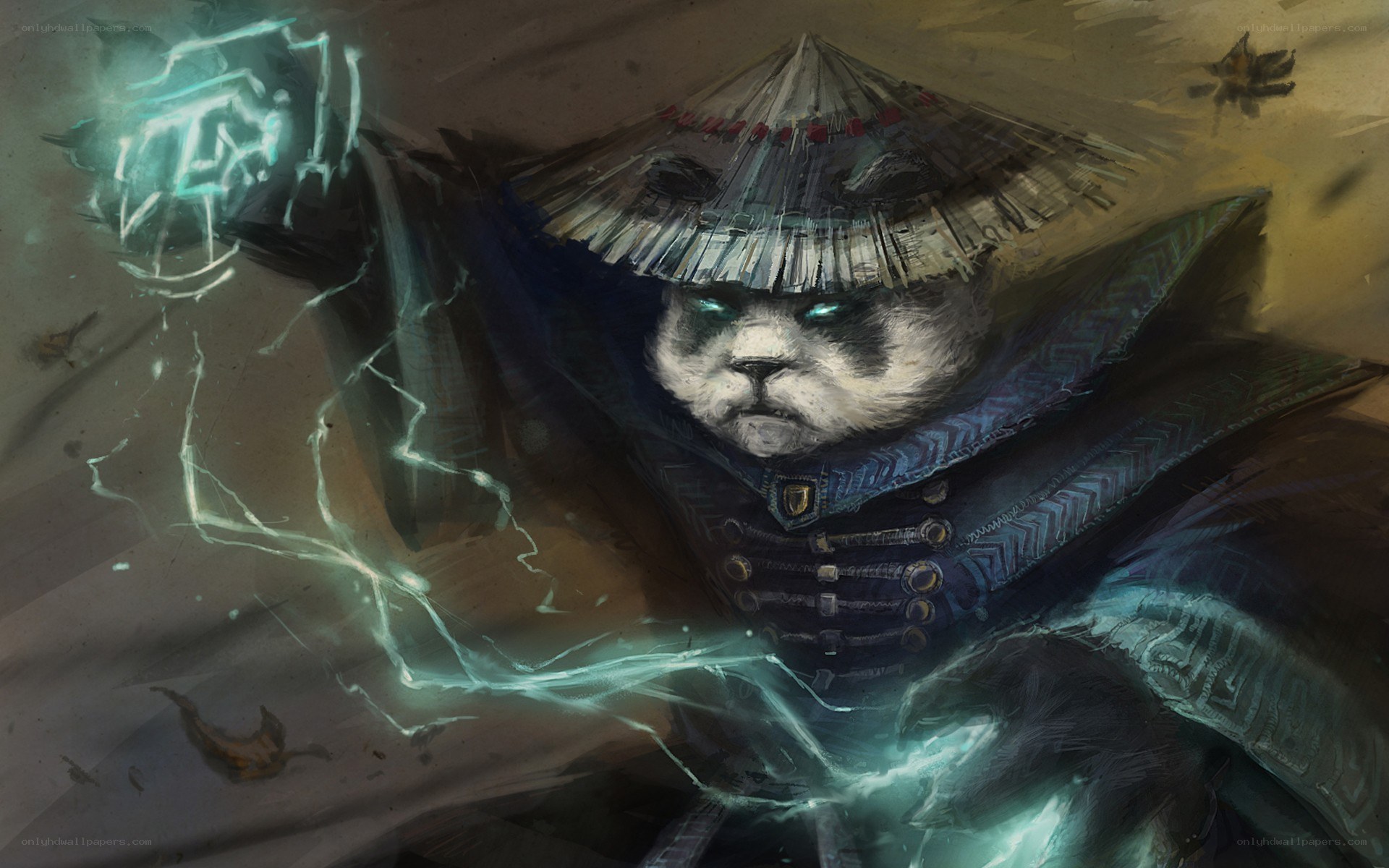 panda warrior with lightning magic