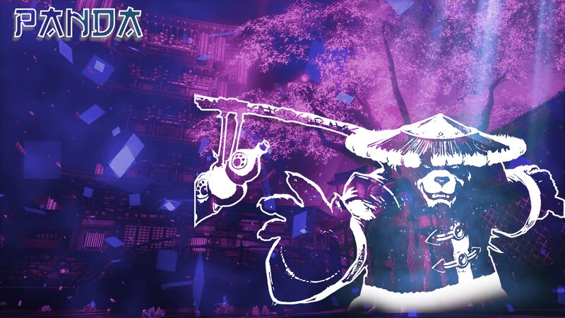 Panda Warrior with Sword — Purple