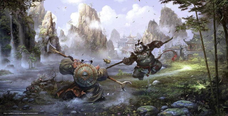 Panda Warriors Fighting — Green