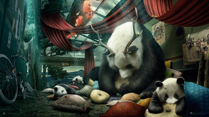 Panda with Antlers