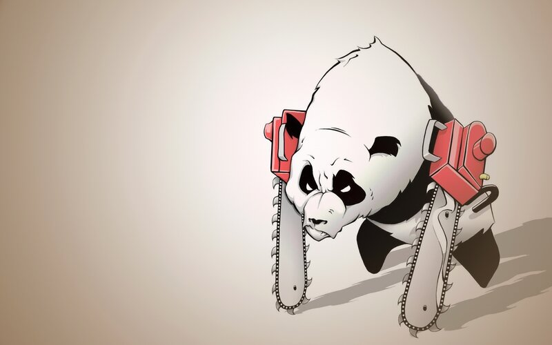 panda with chainsaws