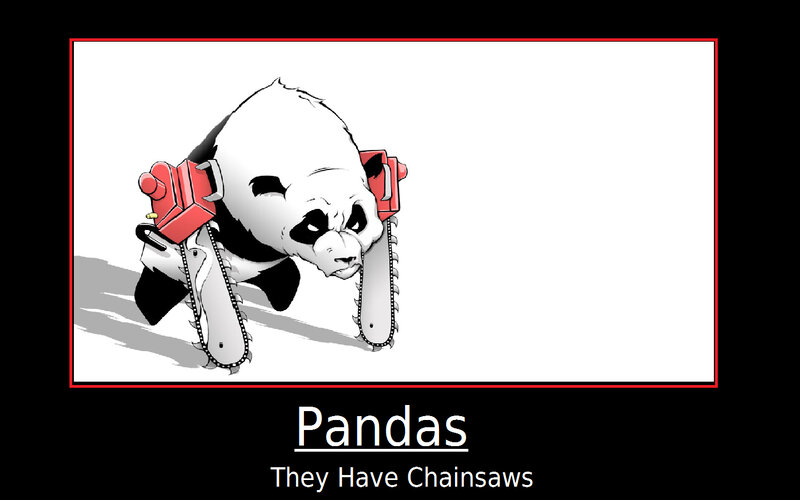 Panda with Chainsaws — Black