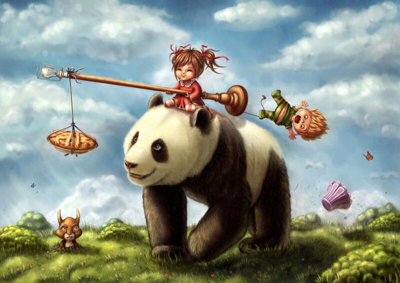 Panda with Children