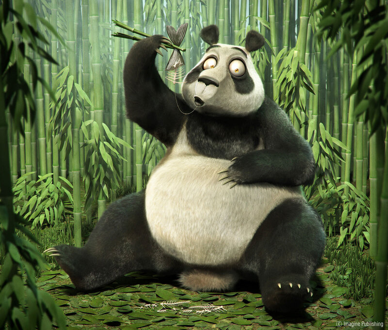 Panda with fish bones