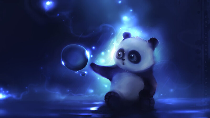 panda with glowing bubble