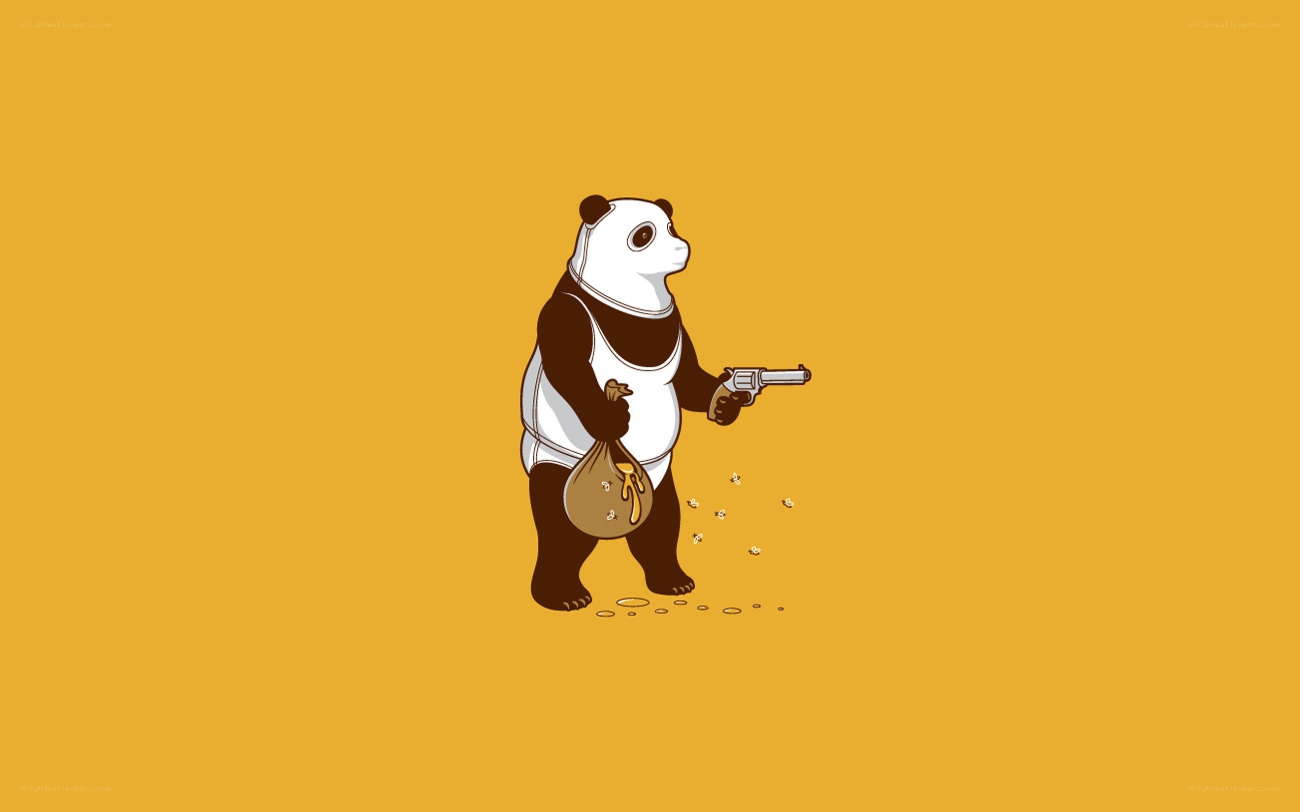 panda with gun and bag