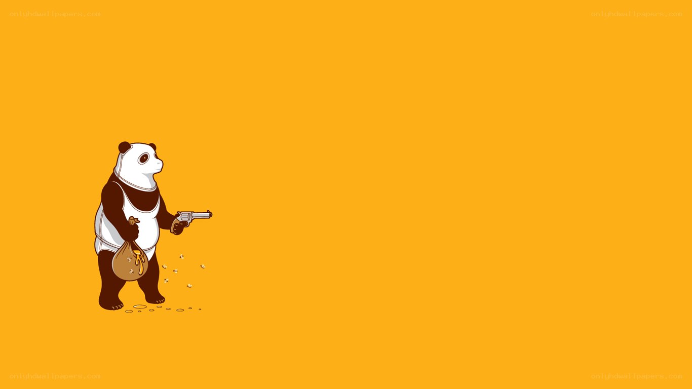 panda with gun and bag