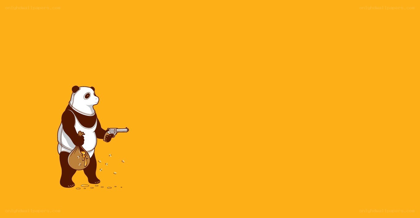 panda with gun and money bag