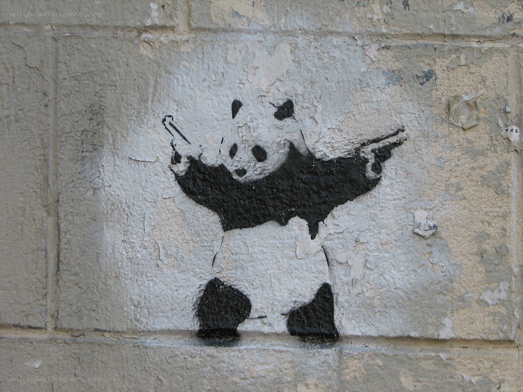 Panda with guns graffiti