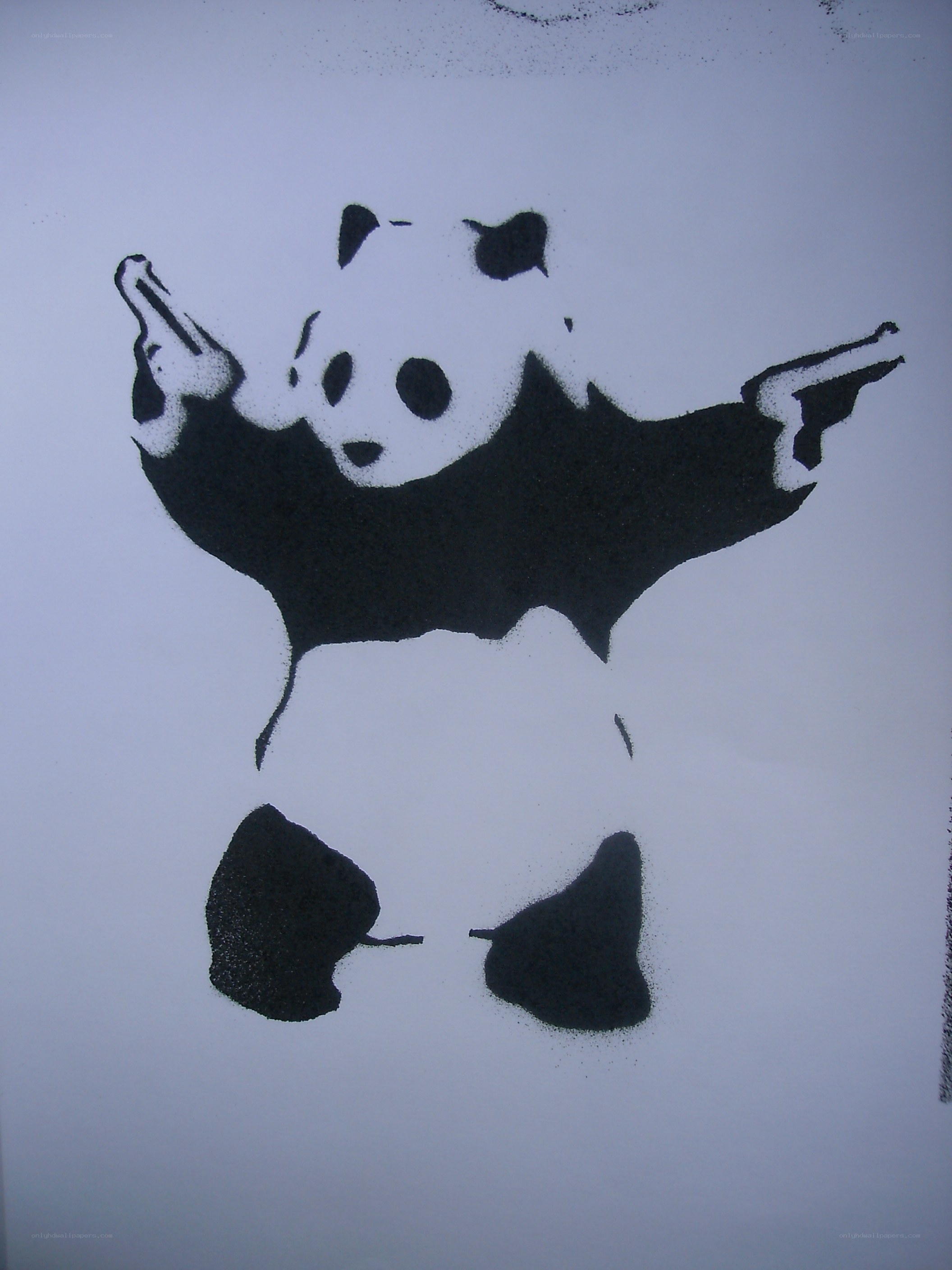 Panda with Guns Stencil Art