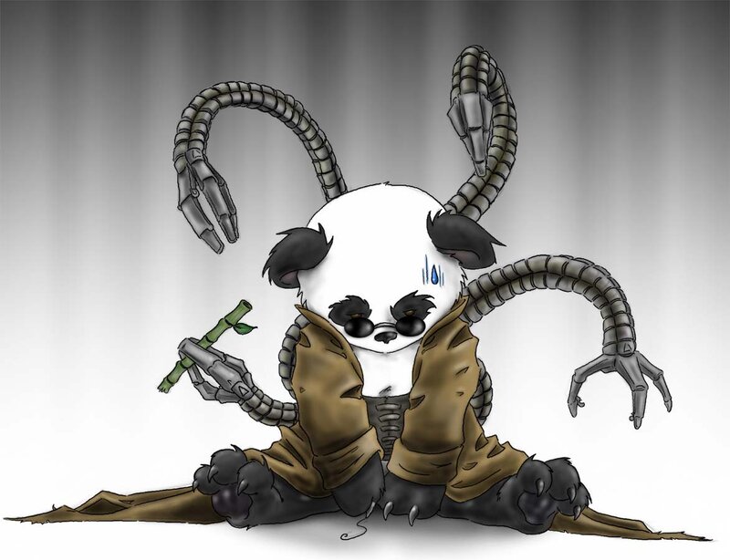panda with mechanical tentacles