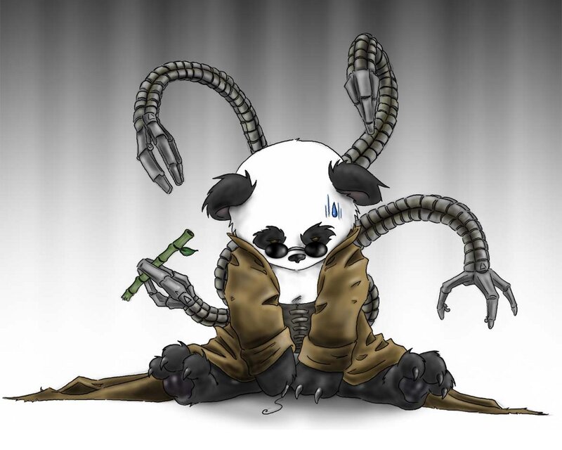 Panda with Mechanical Tentacles — White