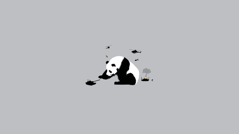 Panda with military toys