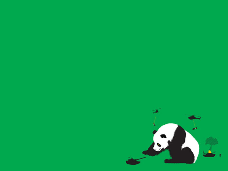 Panda with Military Vehicles — Green, Dramatic