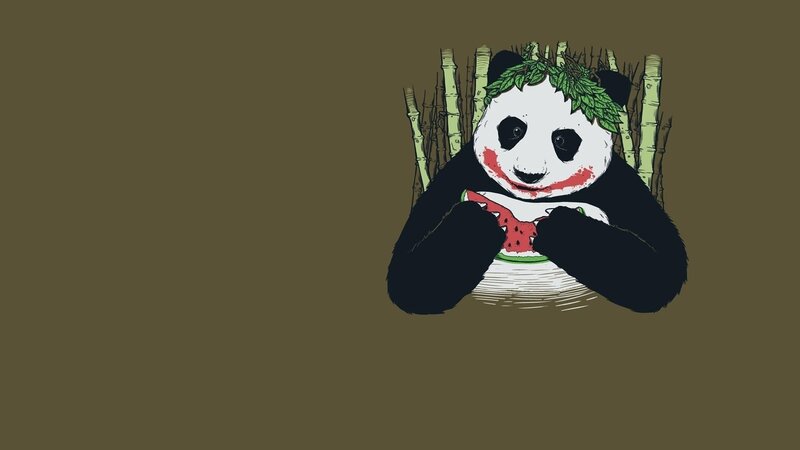 panda with watermelon