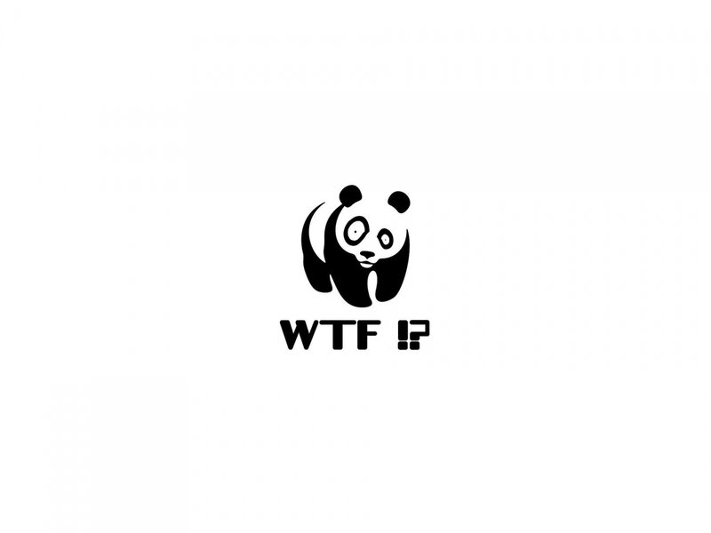 panda with wtf text