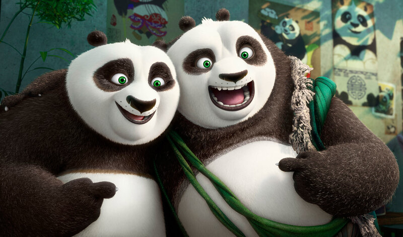 Pandas in a joyful pose