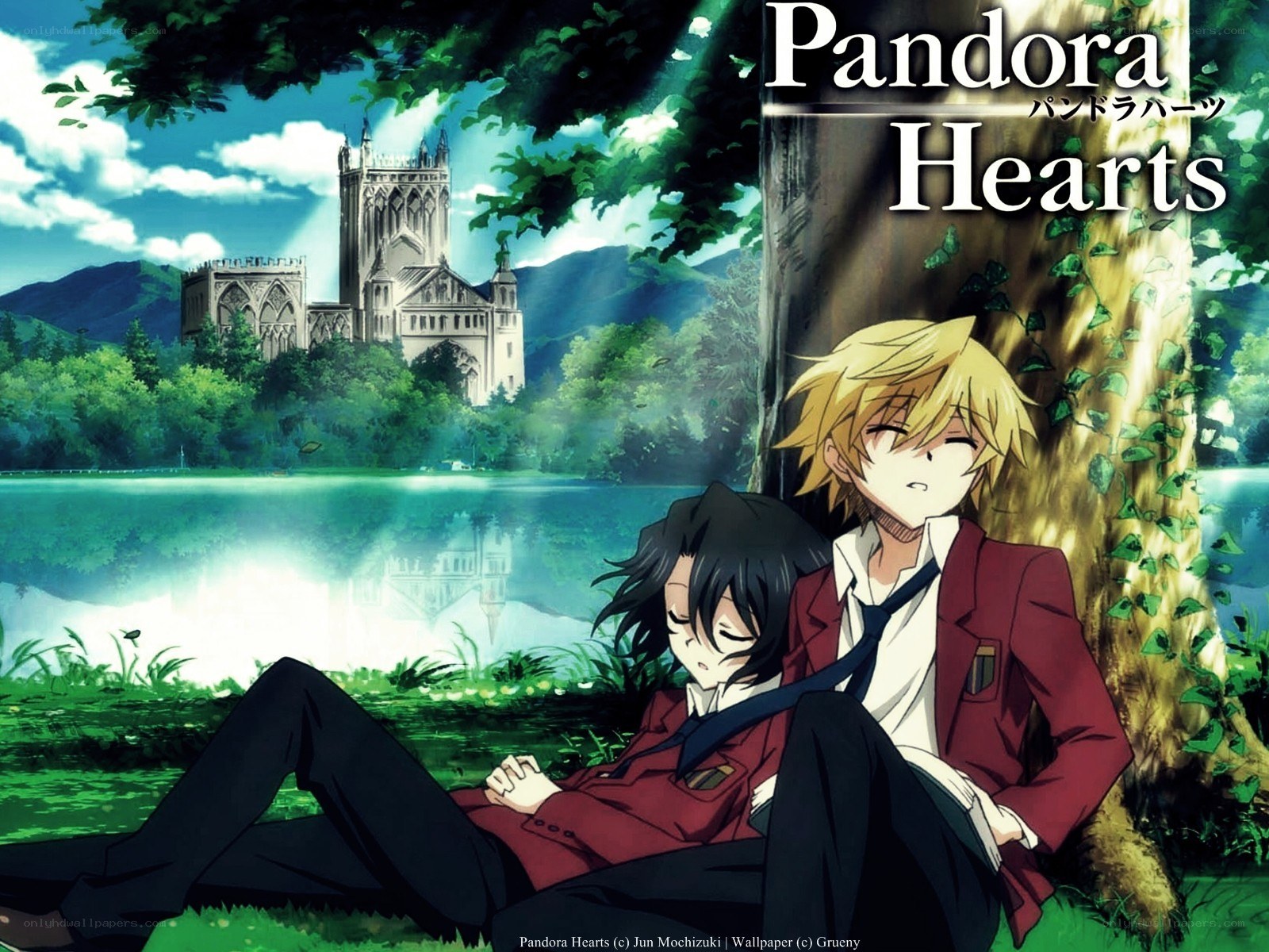 Pandora Hearts characters by a lake