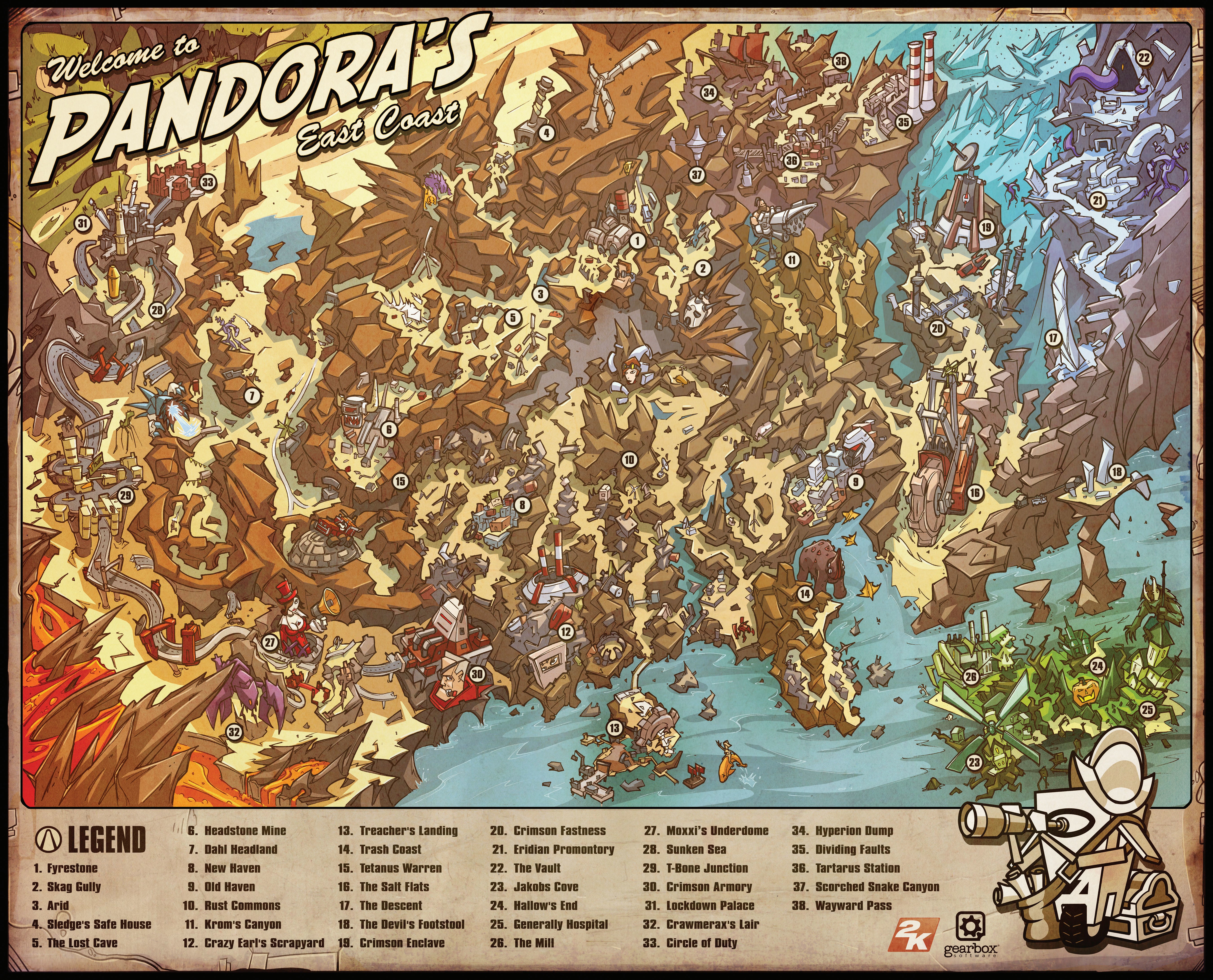 Pandora's East Coast map