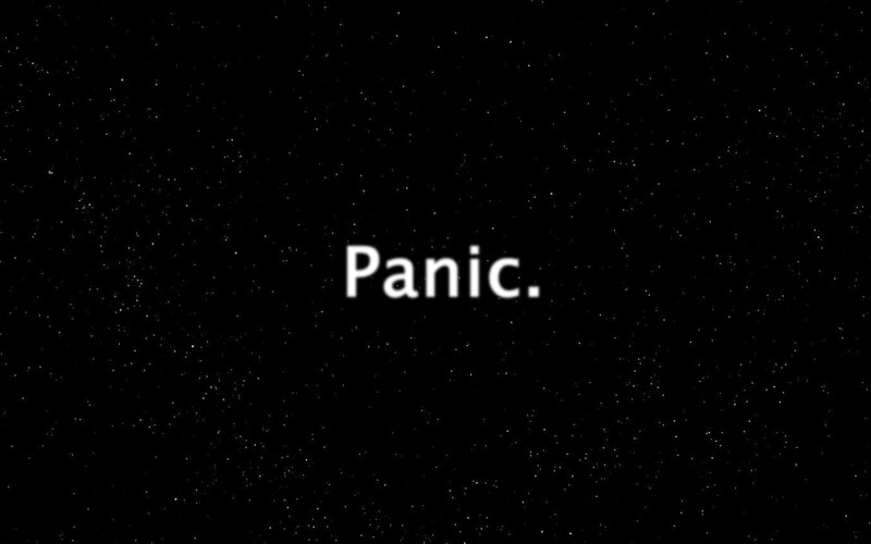 Panic text on starry background