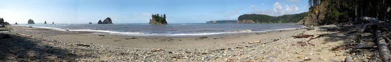 Panoramic beach with sea stacks
