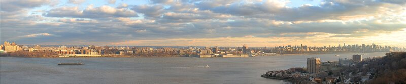 Panoramic City Skyline — Blue
