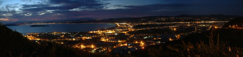 Panoramic city view at dusk