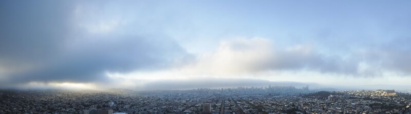 Panoramic City View — Blue, Overcast