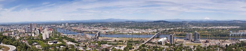 Panoramic City View — Blue, Serene, Afternoon, Photograph, River