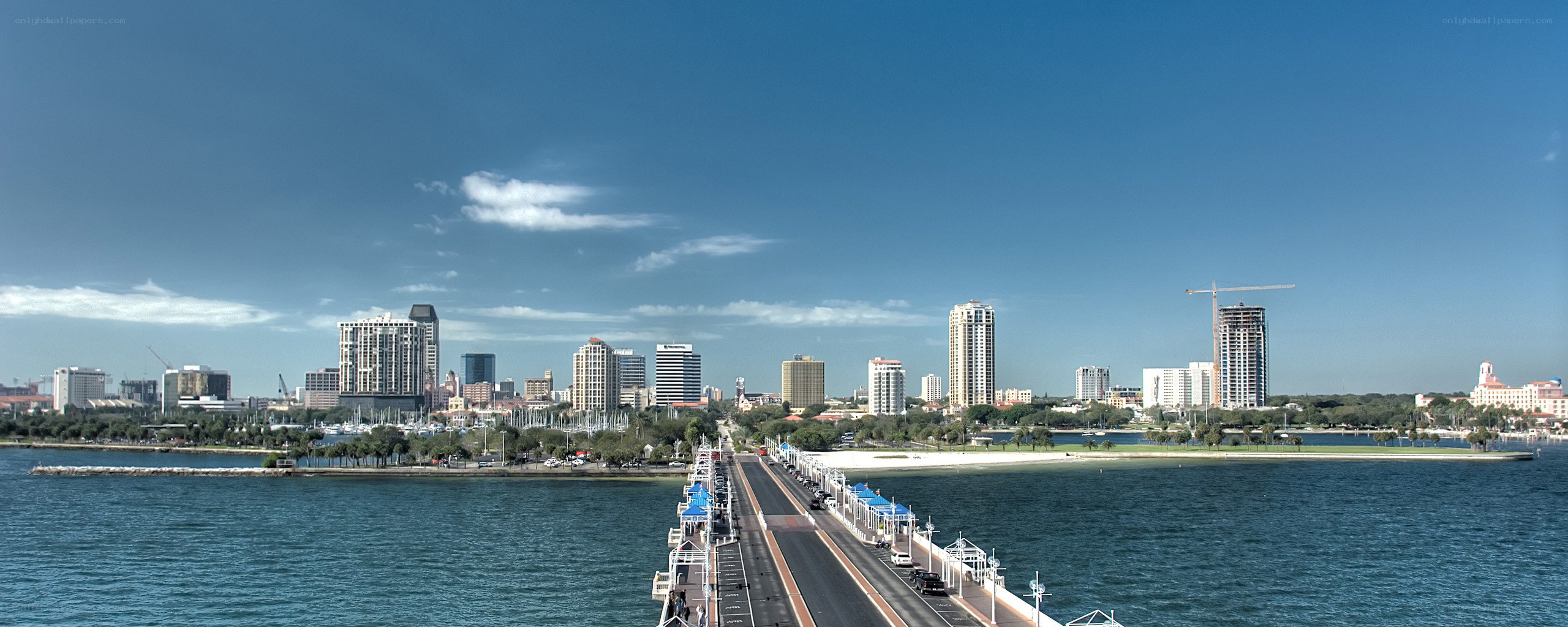 Panoramic city view from a pier