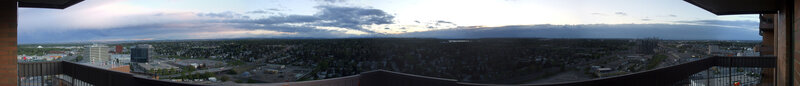 panoramic city view from balcony