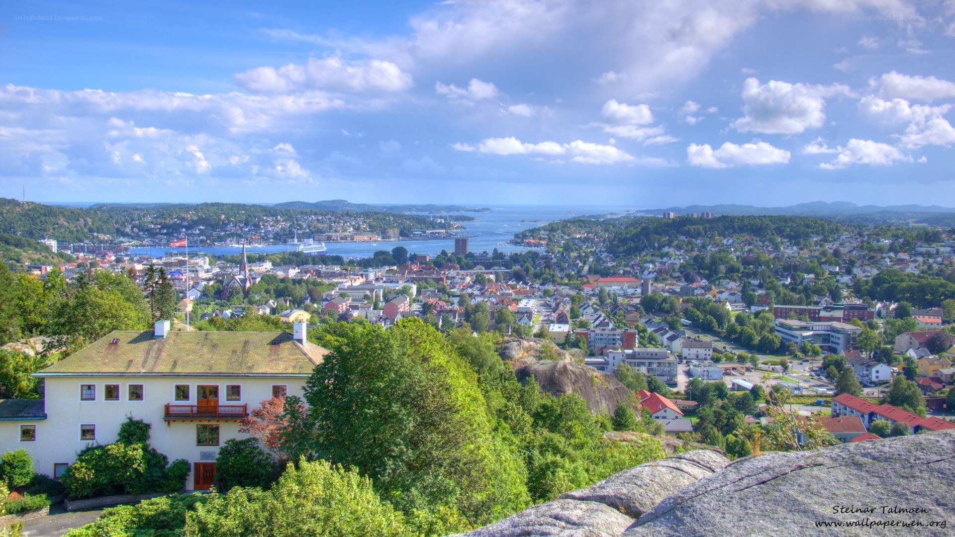 panoramic city view from hill