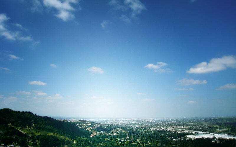 panoramic city view from hill