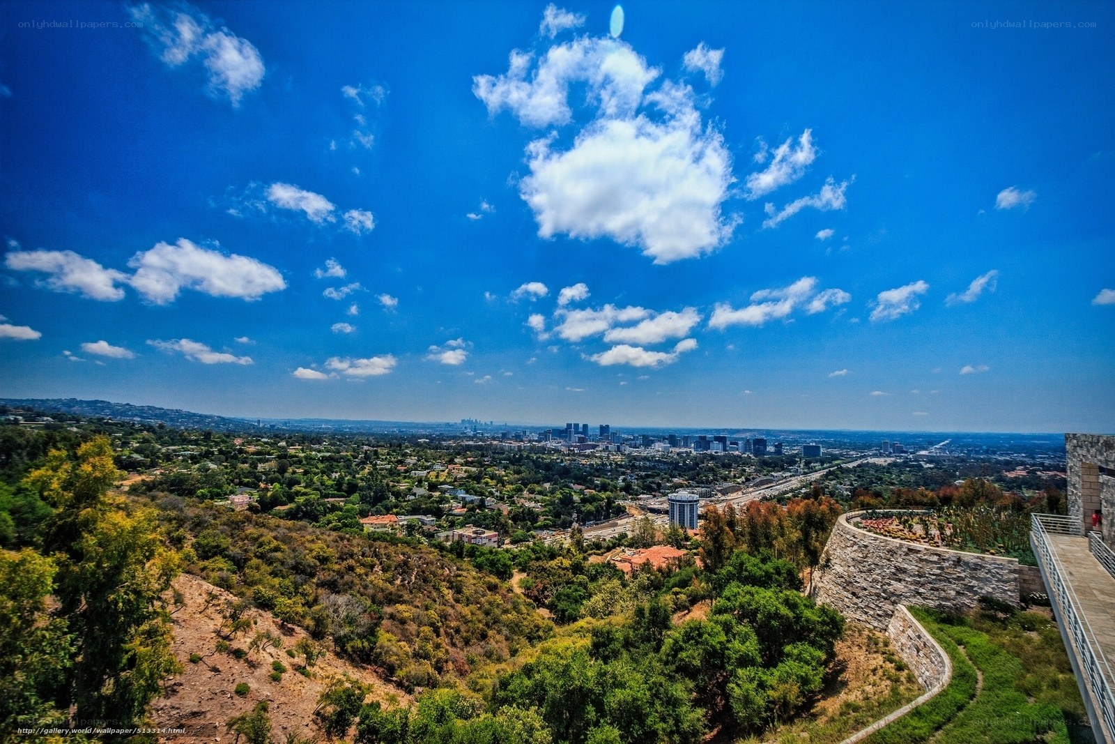 Panoramic city view from hilltop