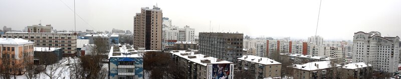 Panoramic city view in winter