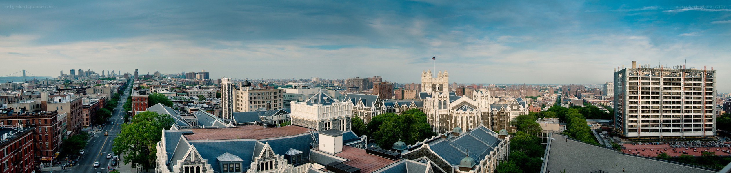 Panoramic city view with church