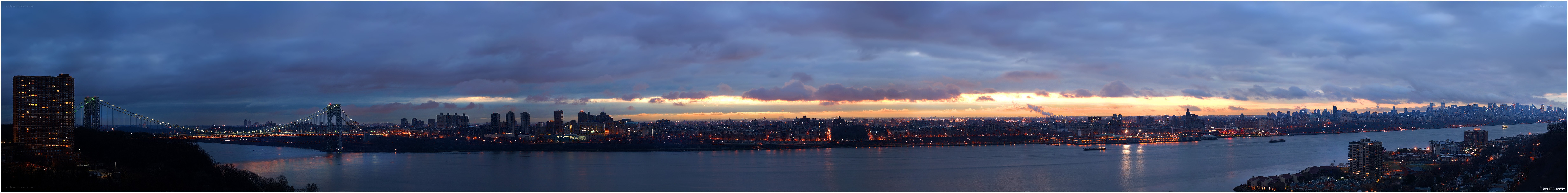 Panoramic cityscape at dusk