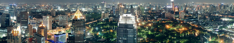 Panoramic cityscape at night