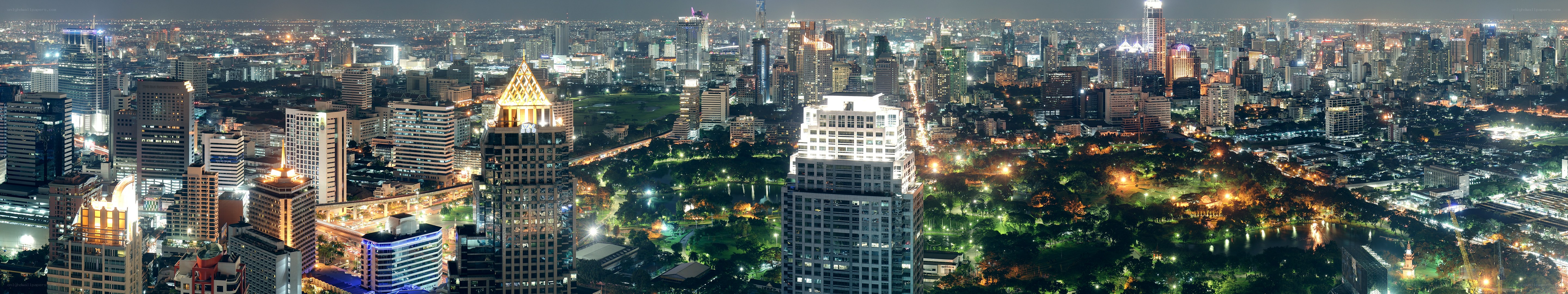 Panoramic cityscape at night